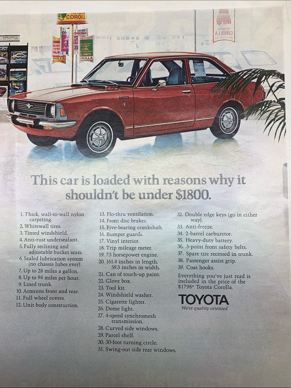 Vintage Look Magazine April 12, 1960 Toyota Corolla 2 Door Sedan
